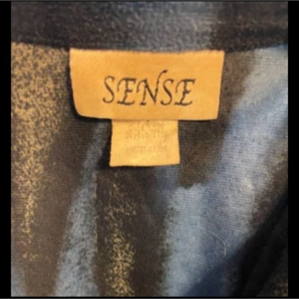 Sense M Blue/Black Animal Print Velour 3 Button Closure Sleeveless Midi Topper - Picture 6 of 6
